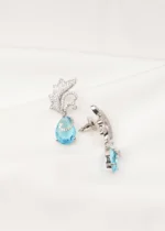 Aqua Blue Drop Earrings (Silver) EAR000728 - Image 2