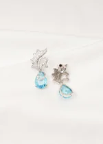 Aqua Blue Drop Earrings (Silver) EAR000728 - Image 3