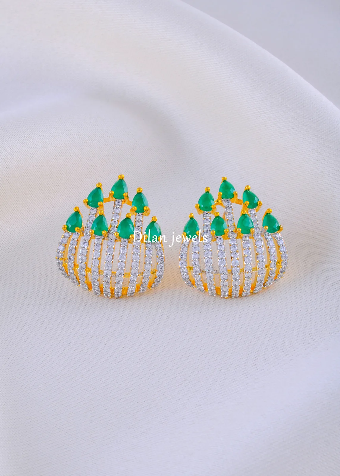 Aurelia-Glow-Green-Studs-Yellow-Gold-EAR002127a Aurelia Glow Green Studs (Yellow Gold) EAR002127 - Image 1
