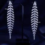 Aurora Diamond Leaf Earrings (Silver) EAR002310
