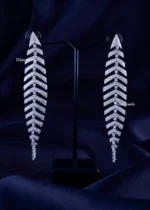 Aurora Diamond Leaf Earrings (Silver) EAR002310