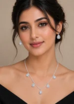 Aveline Necklace Set (Silver) NEC002565 - Image 4