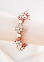 Emerald Red Kundan Pearl Bracelate (Yellow Gold) BRA002485