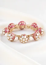 Emerald Red Kundan Pearl Bracelate (Yellow Gold) BRA002485 - Image 2
