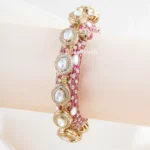 Heritage Pink Kundan Diamond Bangle (Yellow Gold) BRA002486