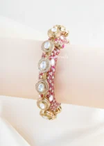 Heritage Pink Kundan Diamond Bangle (Yellow Gold) BRA002486