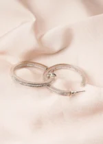 Bagguette Hoops With Push Back (Silver) EAR000771 - Image 2