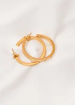 Bagguette Hoops With Push Back (Yellow Gold) EAR000707 - Image 2