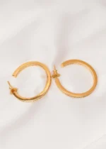 Bagguette Hoops With Push Back (Yellow Gold) EAR000707 - Image 3