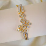 Bagguetted Floral Bracelet (Yellow Gold) BRA001310