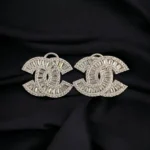Baguette Designer Studs (White-Gold) EAR000074