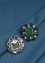 Balck Onyx & Green Earrings (Silver) EAR000626 - Image 4