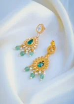 Beaded Green Moissanite Poki Necklace Set (Yellow Gold) NEC001084 - Image 3
