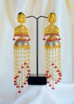 Beaded Temple Jhumka Earrings (Antique Gold) EAR001424 - Image 2