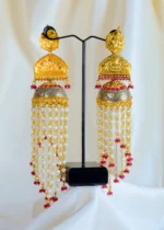 Beaded Temple Jhumka Earrings (Antique Gold) EAR001424 - Image 4