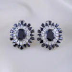 Black Bloom Earrings (Silver) EAR002041