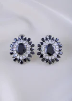 Black Bloom Earrings (Silver) EAR002041