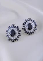 Black Bloom Earrings (Silver) EAR002041 - Image 2