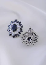 Black Bloom Earrings (Silver) EAR002041 - Image 3