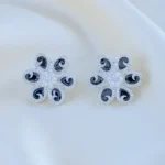 Black Blossom Earrings (Silver) EAR001873