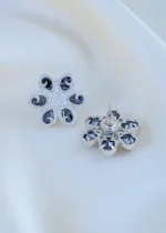 Black Blossom Earrings (Silver) EAR001873 - Image 3