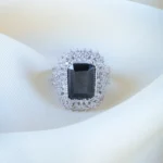 Black Cocktail Ring (Silver) RING01241