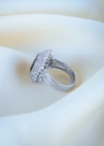 Black Cocktail Ring (Silver) RING01241 - Image 3