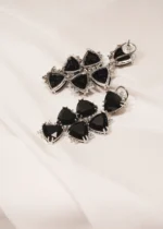 Black Danglers (Silver) EAR000466 - Image 2