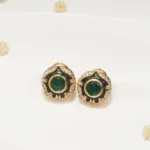 Black Enamel Stud Earrings (Yellow Gold) EAR000547
