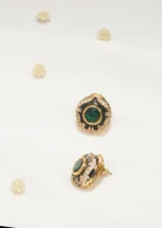 Black Enamel Stud Earrings (Yellow Gold) EAR000547 - Image 2