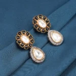Black Fusion Polki Earrings (Dual Plating) EAR000616