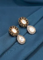 Black Fusion Polki Earrings (Dual Plating) EAR000616