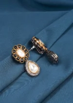 Black Fusion Polki Earrings (Dual Plating) EAR000616 - Image 2