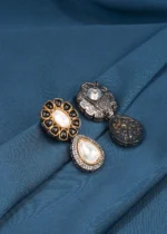 Black Fusion Polki Earrings (Dual Plating) EAR000616 - Image 3