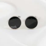 Black Silver Plated  Cufflinks- CUFF02781