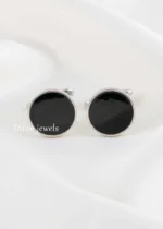 Black Silver Plated  Cufflinks- CUFF02781
