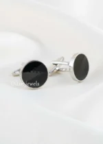 Black Silver Plated  Cufflinks- CUFF02781 - Image 2