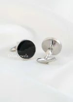 Black Silver Plated  Cufflinks- CUFF02781 - Image 3