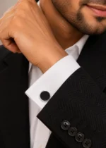 Black Silver Plated  Cufflinks- CUFF02781 - Image 4
