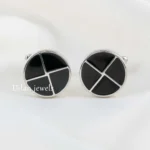 Black Silver Plated  Cufflinks- CUFF02782