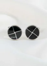 Black Silver Plated  Cufflinks- CUFF02782