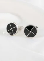 Black Silver Plated  Cufflinks- CUFF02782 - Image 2