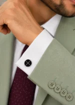 Black Silver Plated  Cufflinks- CUFF02782 - Image 4