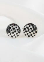 Black Silver Plated Cufflinks- CUFF02783