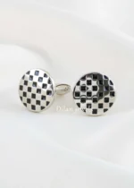 Black Silver Plated Cufflinks- CUFF02783 - Image 2