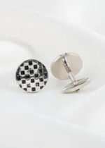 Black Silver Plated Cufflinks- CUFF02783 - Image 3