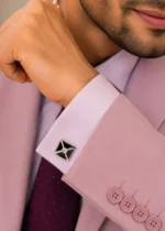 Black Silver Plated Diamond Cufflinks- CUFF02784 - Image 4