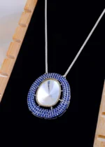 Blue Aura Polki Set (Silver) NEC001992 - Image 2