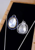 Blue Aura Polki Set (Silver) NEC001992 - Image 3