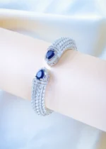 Blue Clutch Diamond Look Bracelet (Silver) BRA001174